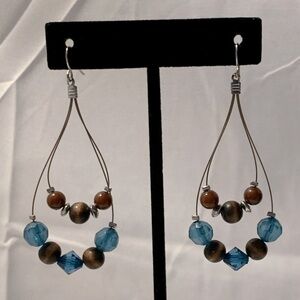 Beaded Teardrop Wire Earrings
